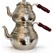 Iki Katlı Nikelajlı Bakır Türk Demlik Seti