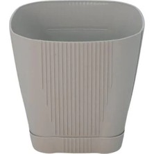 Serinova Çizgili Kare Saksı No:3