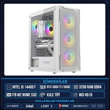 Xaser Light X100 I5 14400F 32GB Ram 1tb M.2 Nvme SSD 16GB RTX5060 Ti Masaüstü Oyuncu Oem Bilgisayar