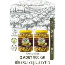 Çiftliği Biberli Yeşil Zeytin- Kendi Bahçemizden Doğal ve Katkısız 700 Gram x 2 Adet