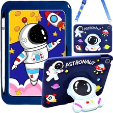 Teknosepetim Galaxy Için A9 A9 Plus X200 S6 Lite Ile Uyumlu Çocuk Kılıfı, Sevimli 3D Astronot Desenli Silikon Darbeye Dayanıklı Kılıf, Kalem Tutucu, Stand ve Askılı