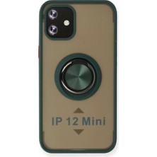 Uravas Store Iphone 12 Mini Kılıf Montreal Yüzüklü Silikon Kapak - Yeşil