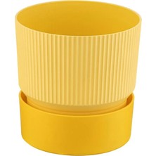 Poliwork Çizgi Desenli Tabaklı Mint Saksı 0,4 Lt – 9 cm Dekoratif Mint Yeşili Küçük Saksı