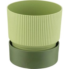 Poliwork Ixora Saksı Tabaklı 3 Lt - Çizgi Desenli 170*170 mm