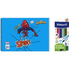 Keskin Color Spider-Man 17X25  Spiralli Resim Defteri  -  Pelikan 12LI Kuru Boya 2'li Set 3