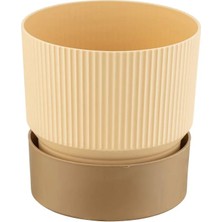 Poliwork Çizgi Desenli Saksı Tabaklı Gri 1,25 Lt 130*130 mm