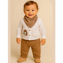 Müslin Kumaş Kovboy Desenli Erkek Bebek 3’lü Takım