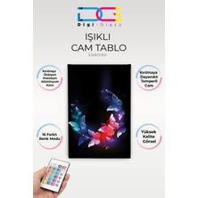 Yanardağ Modern Işıklı Kelebeklerin Dansı Tasarım Tasarımlı Cam Tablo