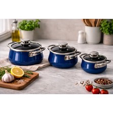 Net Çelik 6 Parça Emaye Tencere Seti ( 14,16,18 cm )