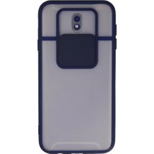 Uravas Store Galaxy J7 / J730 Kılıf Palm Buzlu Kamera Sürgülü Silikon - Lacivert