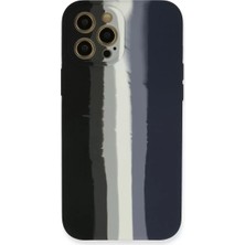 Uravas Store Iphone 12 Kılıf Ebruli Lansman Silikon - Siyah-Lacivert