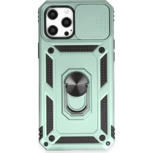 Uravas Store Iphone 12 Kılıf Pars Lens Yüzüklü Silikon - Yeşil