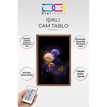 Yanardağ Modern Işıklı Geceye Dokunan Denizanası Tasarımlı Cam Tablo