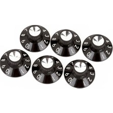 Fender Pure Vintage Black/silver Skirted Amplifier Knobs 6 Amfi Yedek Parçası