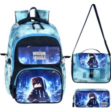 Waddell Deri Baskılı Robloks Temalı Ilkokul Sırt Çantası,termal Beslenme Çantası ve Kalemlik