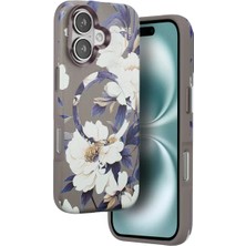 Uravas Store Onegif Iphone 16 Flower Series Magsafe Kapak - Gri