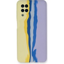 Uravas Store Galaxy A22 Kılıf Ebruli Lansman Silikon - Sarı-Lila