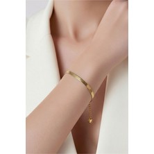 Lykos Çelik Gold Renk Italyan Zincirli Bileklik