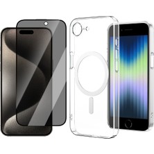 Vendas iPhone 16E Uyumlu Kamera Korumalı M-Safe Destekli Sararmayan Şeffaf Vendas London Sert Pc Kapak + Hayalet Ekran Koruyucu