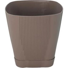 Serinova Çizgili Kare Saksı No:5