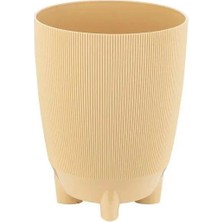 Poliwork Yuvarlak Ayaklı Sarı Saksı 3 Lt – 18 cm Modern Tasarım Ayaklı Dekoratif Saksı