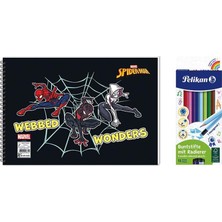 Keskin Color Spider-Man 17X25  Spiralli Resim Defteri  -  Pelikan 12LI Kuru Boya 2'li Set 4