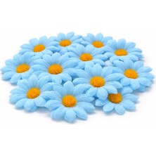 Süsle Bebek ve Parti Yapay Papatya Çiçek Kafası 4 cm x 20 Adet - Mavi