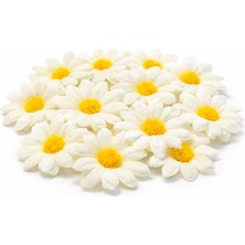 Süsle Bebek ve Parti Yapay Papatya Çiçek Kafası 4 cm x 20 Adet - Beyaz