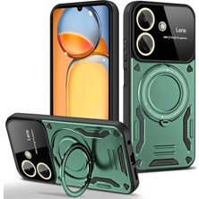 Uravas Store Redmi 13C Kılıf Joy Lens Standlı Kapak - Koyu Yeşil
