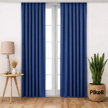 Pikeli Lüks Blackout Karartma Perde - Işık Kesici - Isı & Ses Yalıtımlı (Indigo)