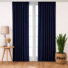Pikeli Lüks Blackout Karartma Perde - Işık Kesici - Isı & Ses Yalıtımlı (Lacivert)