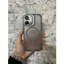 iPhone 17 Uyumlu Gri Magsafe Standlı Lens Korumalı Case Pro Kılıf