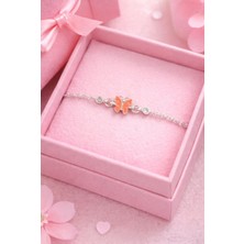 Miraç Gümüş Takı Atölyem 925 Ayar Gümüş Mineli Kelebek Detaylı Kız Çocuk Bilekliği