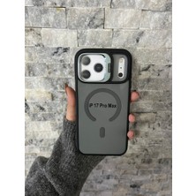 iPhone 17 Pro Max Uyumlu Gri Magsafe Standlı Kılıf – Lens Çerçeveli
