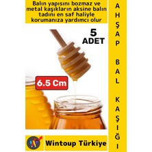 Wintoup #balkaşığı Doğal Ahşap Tat Bozmayan Özel Kanallı Tasarım Reçel Pekmez Mini Bal Kaşığı 6.5 cm 5 Adet