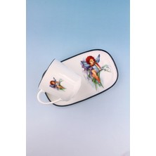 Bursa Porselen Dekor Blue Fairy Sunumluklu Porselen Kupa Takımı