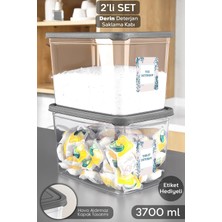Meleni Home 2'li Etiketli Deterjan Saklama Kutusu - Şeffaf Derin Banyo Tablet Toz Deterjan Kutusu 3,7 Litre