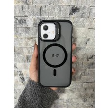iPhone 17 Uyumlu Siyah Magsafe Standlı Kılıf – Lens Çerçeveli