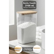 Meleni Home 1 Adet Aura Deterjan Saklama Kutusu - Hava Almaz Bambu Kapak Toz Tablet Deterjan Saklama Kabı 3,1 Lt