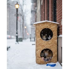 Reyo Kedi Evi Dış Ortam Uygun Ahşap Kedi Evi Dublex Osb 66X39X32 cm - CAT10