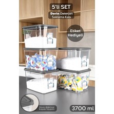 Meleni Home 5'li Etiketli Deterjan Saklama Kutusu - Şeffaf Derin Banyo Tablet Toz Deterjan Kutusu 3,7 Litre