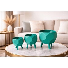 Sidas Modern Geometrik 3’lü Saksı Seti – Dekoratif Ayaklı Tasarım