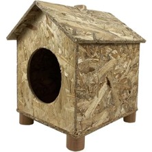 Reyo Kedi Evi Dış Ortam Uygun Ahşap Kedi Evi Osb 43X40X37 cm - CAT14