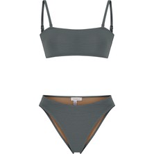 Aquella Pileli Gri Büstiyer Bikini Takım