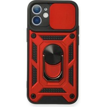 Uravas Store Iphone 12 Mini Kılıf Pars Lens Yüzüklü Silikon - Kırmızı