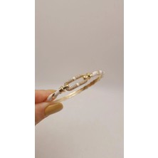 Tılsım Accesories Zirkon Taşlı Gold - Beyaz Mineli Kelepçe Bileklik