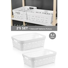 Meleni Home 2'li Delikli Dekoratif Piramit Saklama Kutusu - Dolap Içi Düzenleyici Organizer Kutu 8,2 Lt Beyaz