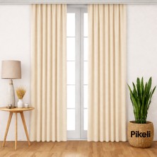 Pikeli Lüks Blackout Karartma Perde - Işık Kesici - Isı & Ses Yalıtımlı (Krem)