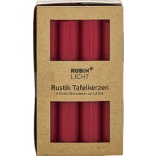Rubin Licht Rustik Çubuk Mum Bordo 8'li