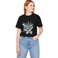 Velmora Fashion Bisiklet Yaka Baskılı T-Shirt - Siyah -